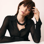 Laden Sie das Bild in den Galerie-Viewer, Necklace VANESSA BARONI Wrapped Beads Matt Black