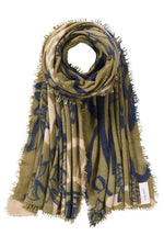 Laden Sie das Bild in den Galerie-Viewer, Schal PURSCHOEN Temple of Silence Olive Navy
