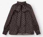 Laden Sie das Bild in den Galerie-Viewer, Bluse SOSUE Dotty Bow Brown Ecru
