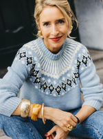 Laden Sie das Bild in den Galerie-Viewer, Pullover ANNA V BERG Laura Fair Isle Blueberry Latte
