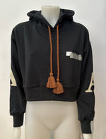 Laden Sie das Bild in den Galerie-Viewer, Hoodie AL AIN Crop Schwarz
