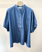 Laden Sie das Bild in den Galerie-Viewer, Bluse SOSUE Cowboy Button Denim
